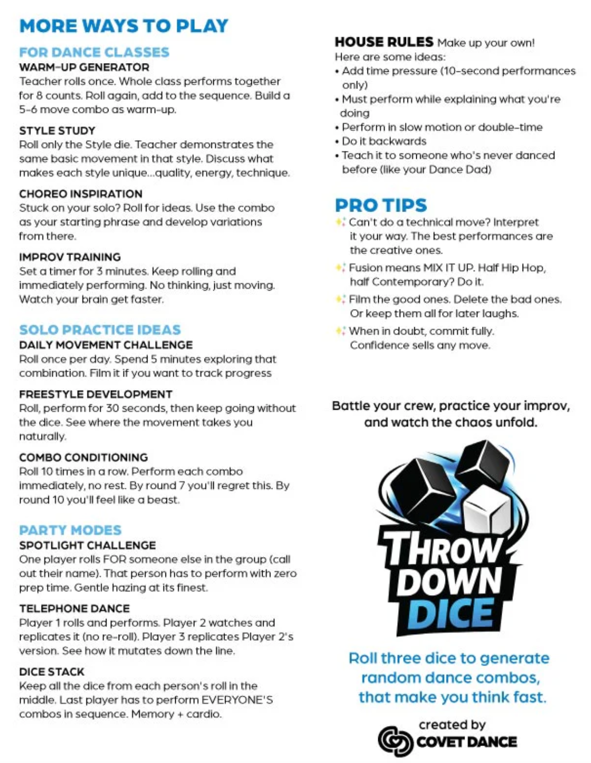 Throw Down Dice - Covet Dance