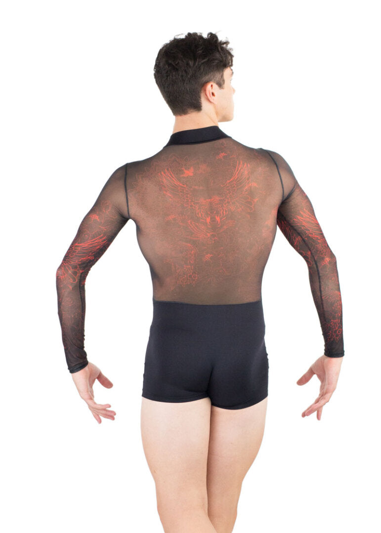 Dante Printed Mesh Zip Biketard