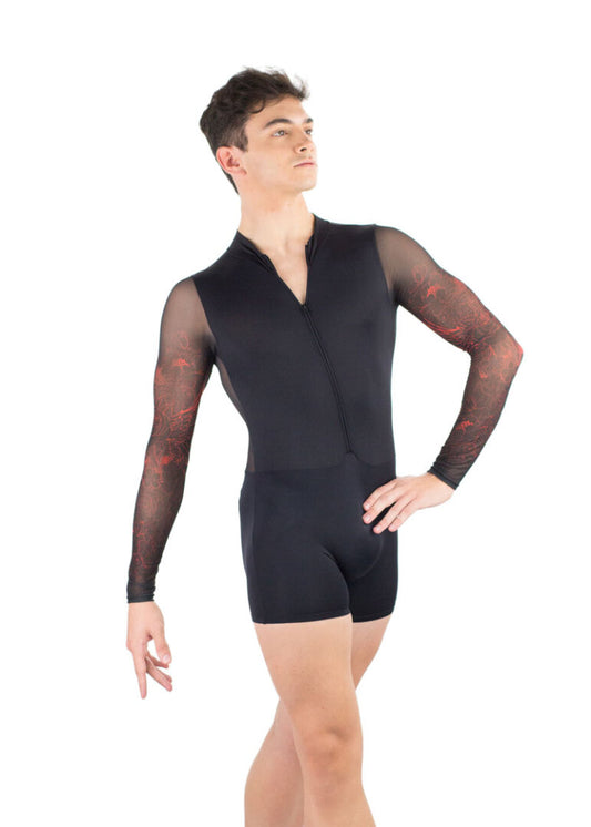 Dante Printed Mesh Zip Biketard