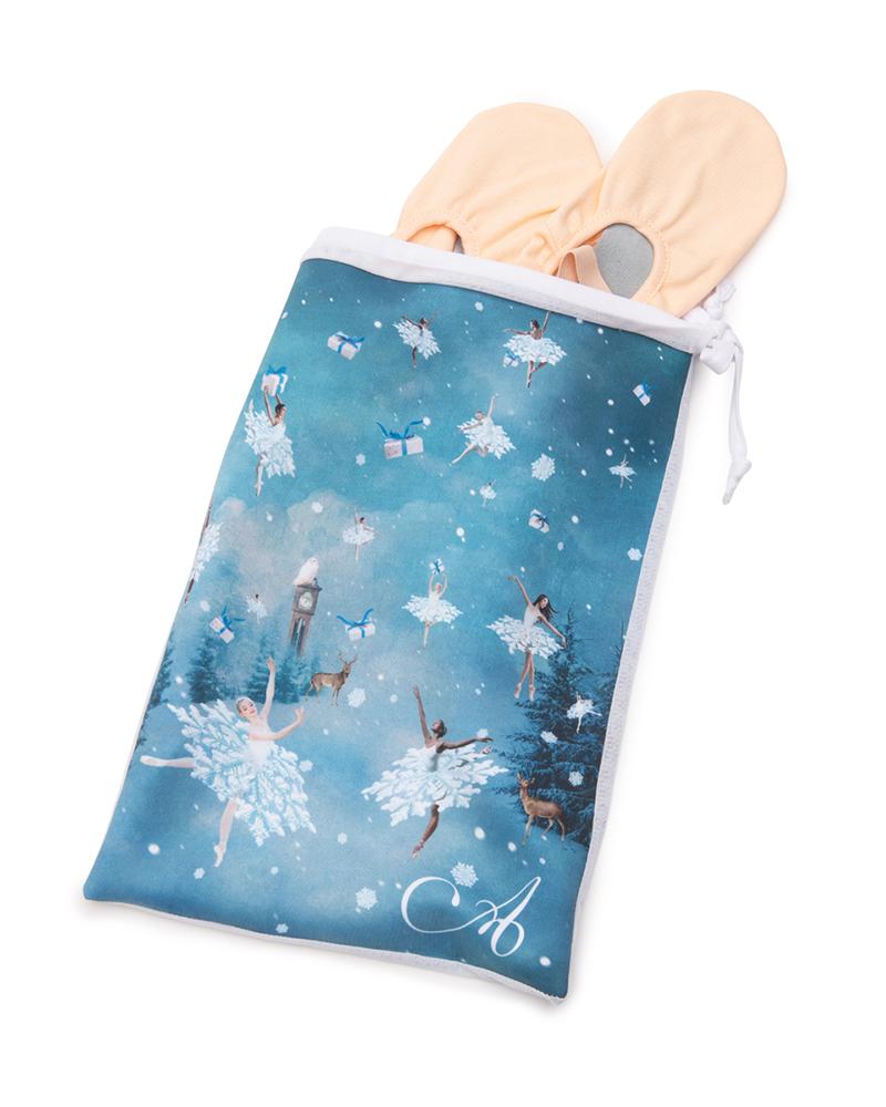 Mesh Shoe Bag in Snow Nutcracker Print